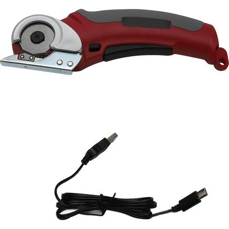 Tragbare elektrische Schere, kabellos, batteriebetriebenes Schneidewerkzeug für Stoff, Leder, Karton und Kunststoff, rot (1/2)