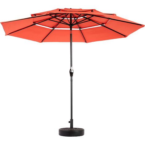 Parapluie de terrasse 10 pieds, Cadre en aluminium – Anti-UV, imperméable, inclinaison réglable – Triple couche respirante (Sans socle) (1/5)