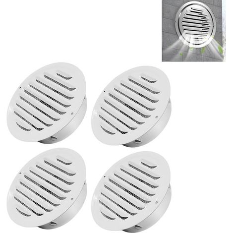 Ensemble de 4 grilles de ventilation en acier inoxydable. Grilles de protection rondes pour murs extérieurs. Grilles de ventilation rondes pour plafond. Couvercles de grilles de ventilation en treilli (1/5)