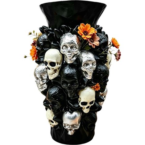 Vase de Crâne Décoration de Table Haute Gothique effrayante Halloween Pot à Fleurs crâne décoration Maison pour Maison Salon Chambre Cuisine Maison Hantée Bureau Extérieur Fête (1/5)