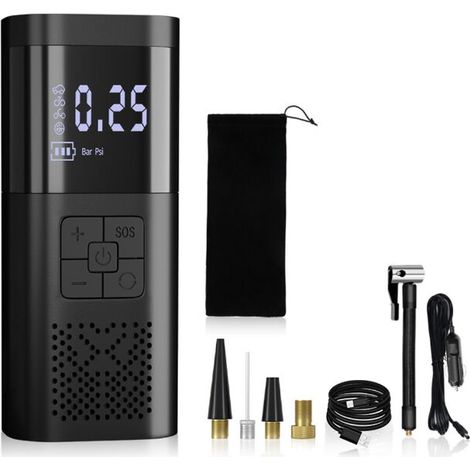 6000mAh Mini Compresseur à Air Portatif, 150PSI Pompe Velo Electrique avec écran LCD Numérique, Gonfleur Electrique Pneu sans Fil avec Lampe LED pour Voiture, Velo, Moto, Trotinette, VTT