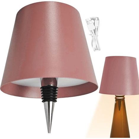 Kabellose Weinflaschenlampe, Tai'deng dimmbar, 3 Farben, tragbare Weinflaschenlampe, Pink