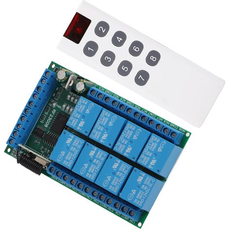 Module de télécommande multifonctionnelle 8 canaux 433,92 MHz, portée 100 m, codage fixe, 12 V (1/5)