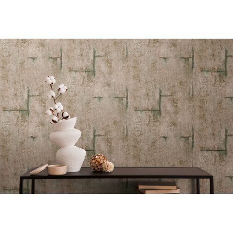 Papier peint intissé effet béton aux tons marron et gris - 10,05 x 0,53 m - collection Cosmopolitan (1/5)