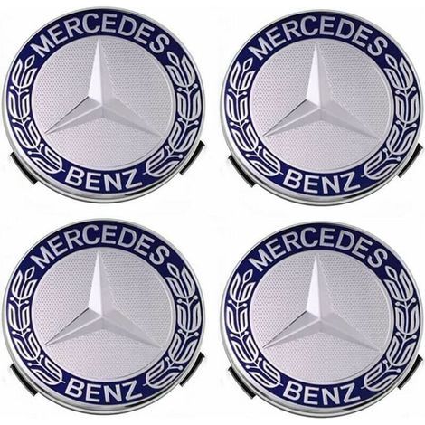 Embellecedores de rueda y tapacubos compatibles con Mercedes-Benz de 75 mm - azul, juego de 4 (1/2)