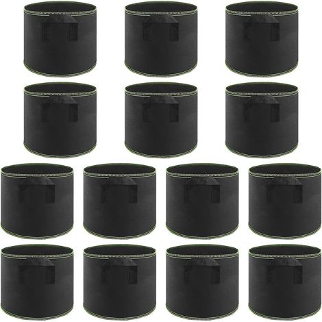 Lot de 15 Sac de Culture en Non Tissé Sac de Plantation Jardin avec Poignée Sangles Aération Tissu Pots, pour légumes, Fleurs, Champignons, Noir, 20 L (1/5)