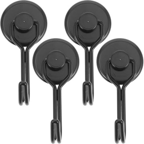 Crochets Magnétiques Robustes et Faciles à Utiliser en Alliage Noir Lot de 4 Salon Buanderie - (1/5)