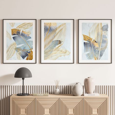 Lot de 3 Affiches / Posters Triptyque - Feuilles - 3 Affiches - 70x100 cm (Cadres non fournis) - Photo pleine page (1/5)