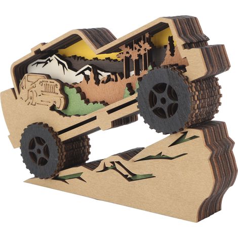 Voiture en Bois Sculptée Décoration Murale Artisanale Multicolore Découpe Fine pour Maison Intérieur (1/5)