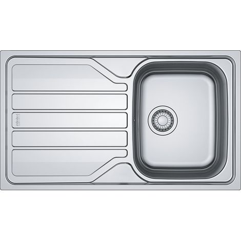 Franke – Évier à encastrer inox décor 860 x 500 mm – 1 cuve réversible – Surface résistante aux rayures – Vidage automatique inclus