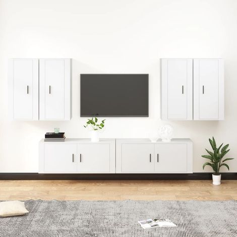 Set de muebles para TV 6 piezas madera contrachapada blanco vidaXL (1/5)