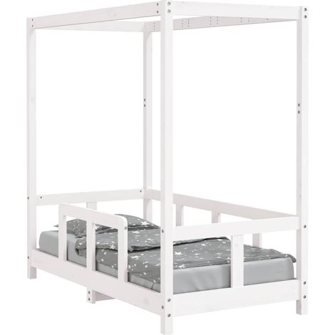 vidaXL Estructura de cama para niños madera de pino blanco 70x140 cm (1/2)