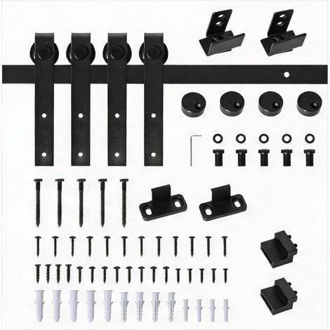 Kit Coulissant Double Bois 183 cm Rails 91,5 cm Acier Carbone (1/5)