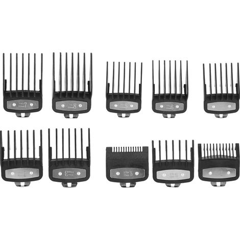 10 pièces peignes de guidage pour tondeuse à cheveux, peignes de positionnement et de remplacement, couleur noire (1/5)