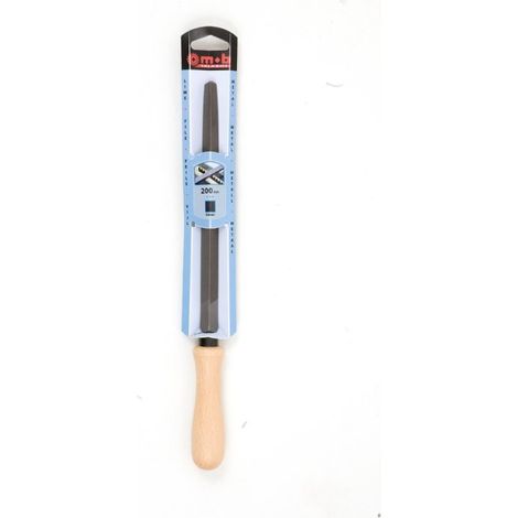 Lime triangulaire bâtarde – Manche bois dur PEFC – Acier allié au chrome – Dureté 65 ± 2 HRC – 200 à 250 mm – MOB (1/2)