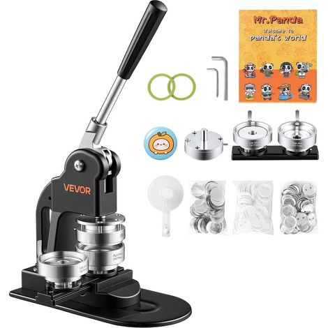 Créez vos propres badges et porte-clés avec cette machine à boutons 58 mm, pièces noires et poignée ergonomique (1/5)