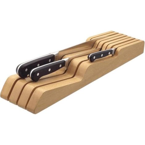 Messerhalter aus Holz – Küchenmesserhalter mit 9 Schlitzen, horizontaler Küchenmesserständer, Aufbewahrungsbox für Küchenmesser, universeller Messerhalter