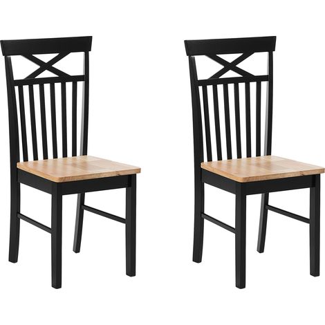 Conjunto de 2 sillas de comedor negras con madera clara estilo tradicional Houston (1/5)