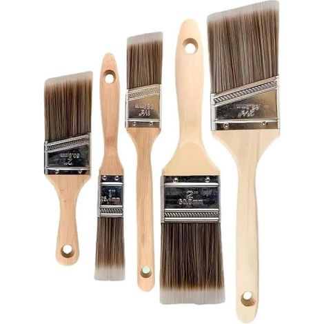 Ensemble de 5 pinceaux de qualité professionnelle, adaptés à tous les projets, ensemble de pinceaux plats en nylon/polyester. (1/5)