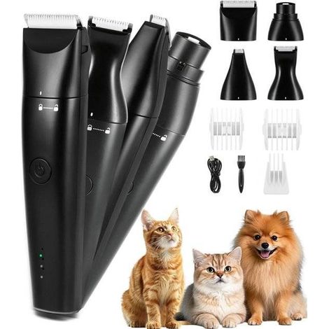 Kit de aseo canino 4 en 1 - Recargable por USB-C - Negro (1/5)