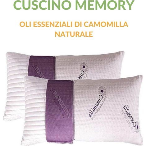 EVERGREENWEB - Cuscino Letto 40 x 70 alto 15 cm, Guanciale Imbottitura Fiocco di Memory Foam effetto Piuma D'oca Morbidi, Fodera Aromaterapia oli Essenziali Camomilla Naturale, Sfoderabile- tessuto co (1/5)