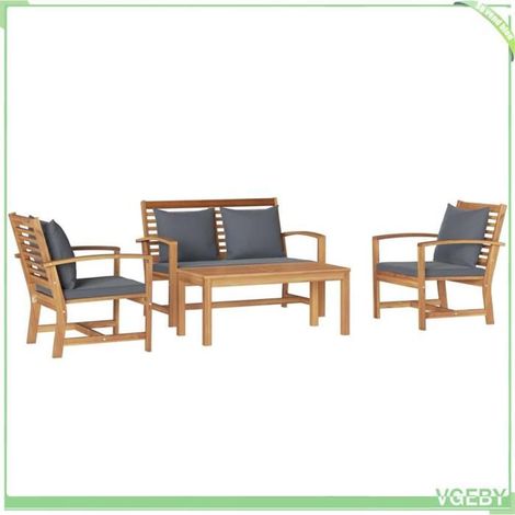 Ensemble de canapé de jardin 4 pcs - FAFEICY - 3356854 - Teck massif - Naturel - Coussins déhoussables (1/5)
