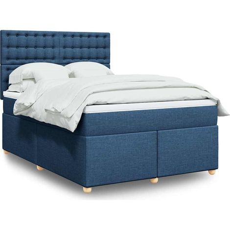 Giroletto a Molle con Materasso Blu 140x190 cm in Tessuto vidaXL (1/4)