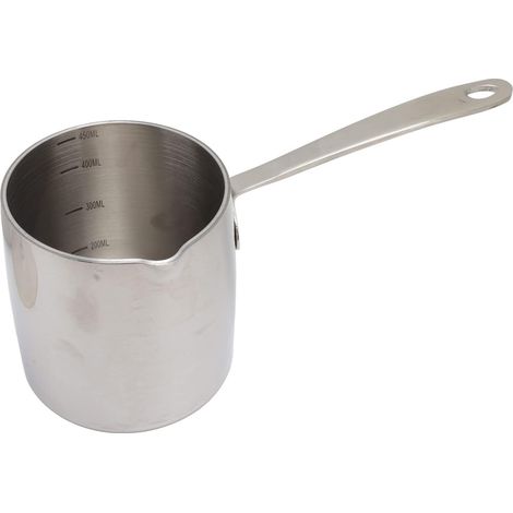Pot à Chauffe-beurre, 450ML Petite Casserole à Sauce, Pot à Lait en Acier Inoxydable à Fond Plat, Marmite à Beurre avec Poignée, Mini Casserole Chauffe-café pour Faire Fondre le Chocolat (450ML) (1/5)
