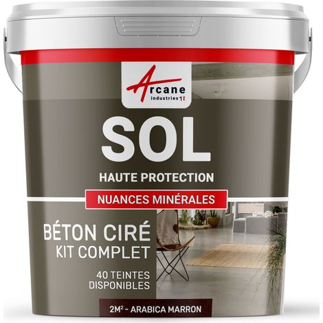 Béton ciré sol en kit, primaire et vernis de finition inclus - 2 m² (en 2 couches) Arabica Marron - ARCANE INDUSTRIES