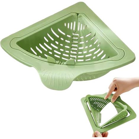 2-teiliger magnetischer dreieckiger Abtropfkorb,Schnellablauf-Spülbeckensieb,magnetisches Spülbeckensieb,Küchenspülen-Organizer (1/4)