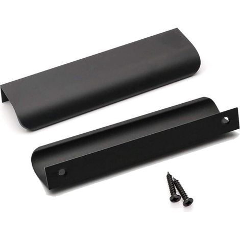 2er-Set Küchenschrankgriffe, schwarz, aus Aluminiumlegierung, Lochabstand: 128 mm, mit Schrauben (1/5)