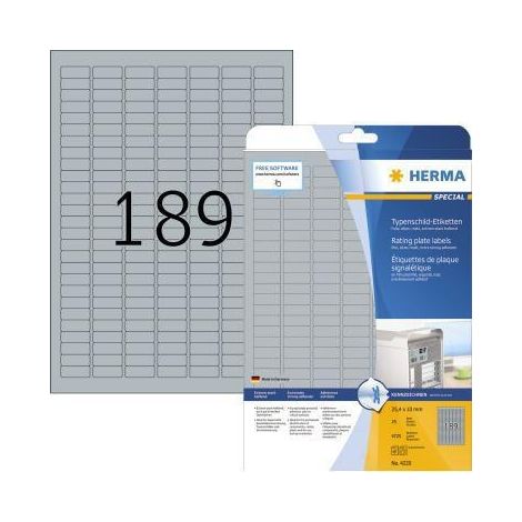 HERMA Etikett Typenschild 4220 25x10mm silber 4.725 St./Pack. (1/4)