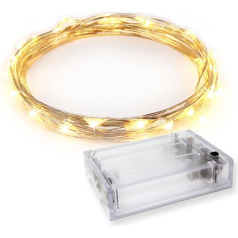 Guirlande LED - Fil de cuivre - 4 m - 40 LED - Blanc chaud - IP44 - Minuterie intégrée - Usage intérieur et extérieur - 1 pièce (1/5)