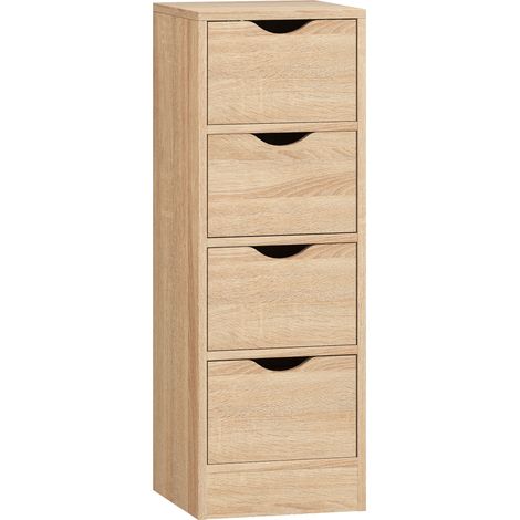 GagaMeuble de salle de bain gain de place 4 tiroirs style nordique 29x29x83 cm bois naturel (1/5)