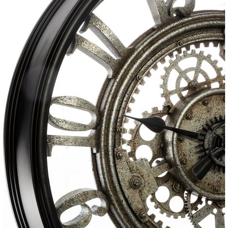 Atmosphera – Horloge murale mécanique 51 cm – Cadre polypropylène – Aiguilles aluminium – Silencieuse – À suspendre – Poids 1,75 kg