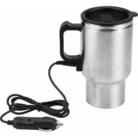 Hervidor eléctrico para coche de 450 ml y 12 V, taza térmica de acero inoxidable para mantener calientes el té, el café y la leche, con adaptador. (1/5)