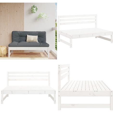 Garten-Mittelsofa Weiß 120x80 cm Massivholz Kiefer - Gartensofa - Kiefernholzmöbel - Gartenmöbel - Lounge Set - Außengartenmöbel - Home & Living