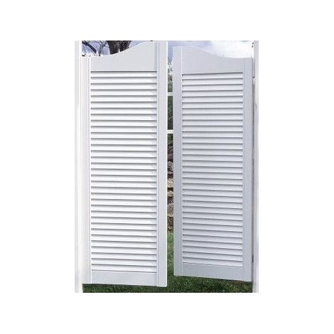 Porte western persiennée laquée blanche – 2 vantaux en pin massif et MDF – 68 cm – Finition satinée prête à poser – Outils Et Nature