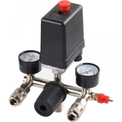 Regulador de presión con interruptor de presión para compresor. Interruptor de presión con 2 indicadores. (1/5)