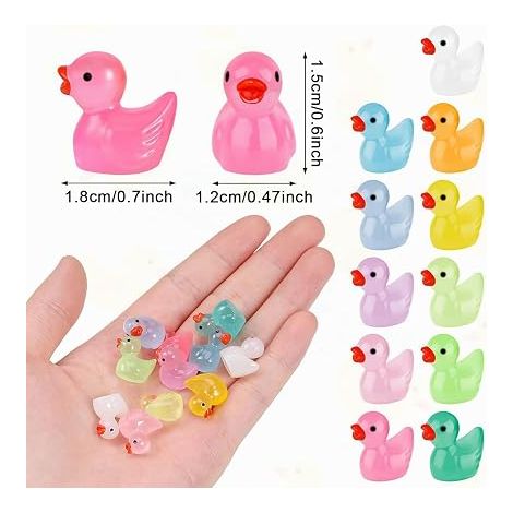 Miniature Ducks in Resin Shiny Mini Ducks Small Ducks to Hide Mini Plastic Duck Small Ducks for Aquarium Landscape Garden Ornament Dollhouses (1/4)