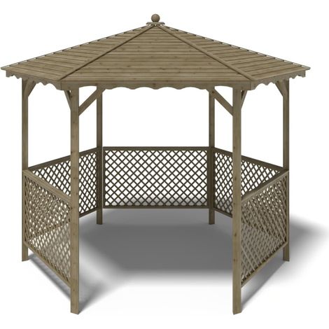 Gazebo da giardino tettoia parasole 3.38x2.79 m – Impregnato - ALT140 (1/5)