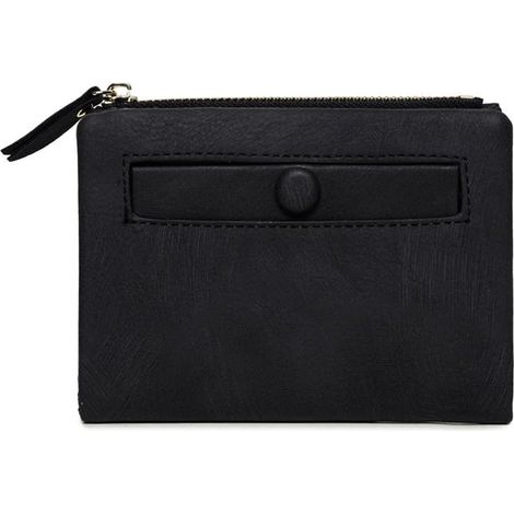 Mini porte-monnaie en cuir à deux volets pour femmes (noir 2)