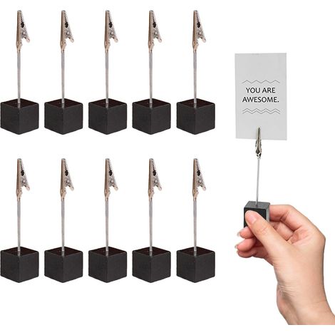 Lot de 10 supports pour photo avec pinces, porte-cartes, porte-photo, support en bois avec pince, support pour carte postale, support photo, support mémo pour décoration de maison, mariage (1/5)