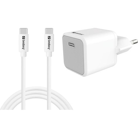 Caricabatterie USB-C Sandberg con cavo da USB-C a USB-C da 1 m V-6FUTP-05Y, 441-58