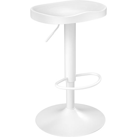 WOLTU 1x Bar Stools, Solid Wood Height Adjustable Breakfast Barstools with Swivel Gas Lift and Footrest, White