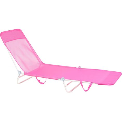 Sdraio da giardino pieghevole con seduta in rete e telaio in acciaio con maniglia, resistente alle intemperie, rosa fucsia Kastoria