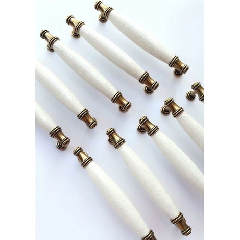 Boutons de meubles en porcelaine blanche craquelée, style européen moderne, design simple, élégant et durable, pour armoires, commodes, portes et meubles de cuisine.