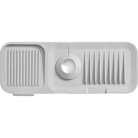 Tapis de robinet en silicone, protection d'évier sûre et sans odeur, accessoire pour la cuisine et la salle de bain, gris clair (1/5)