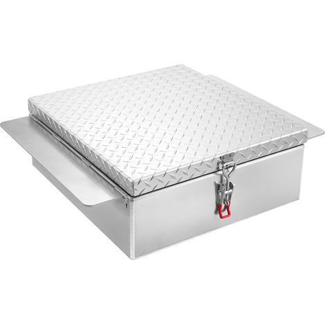 Coffre à outils pour benne de camion, 770 x 610 x 230 mm, boîte à outils pour camion robuste en aluminium avec plaque diamantée, coffre de rangement charge 100 kg, pour pick-up, remorque, argent (1/5)