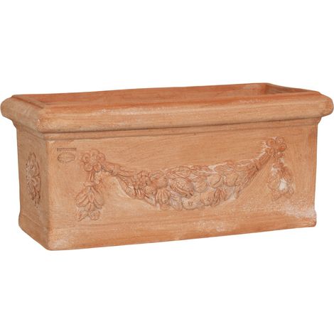 Boîte en terre cuite Pot extérieur 61x29x27 cm Made in Italy Pot de fleurs pour jardin Jardinière de balcon Pot de plantes